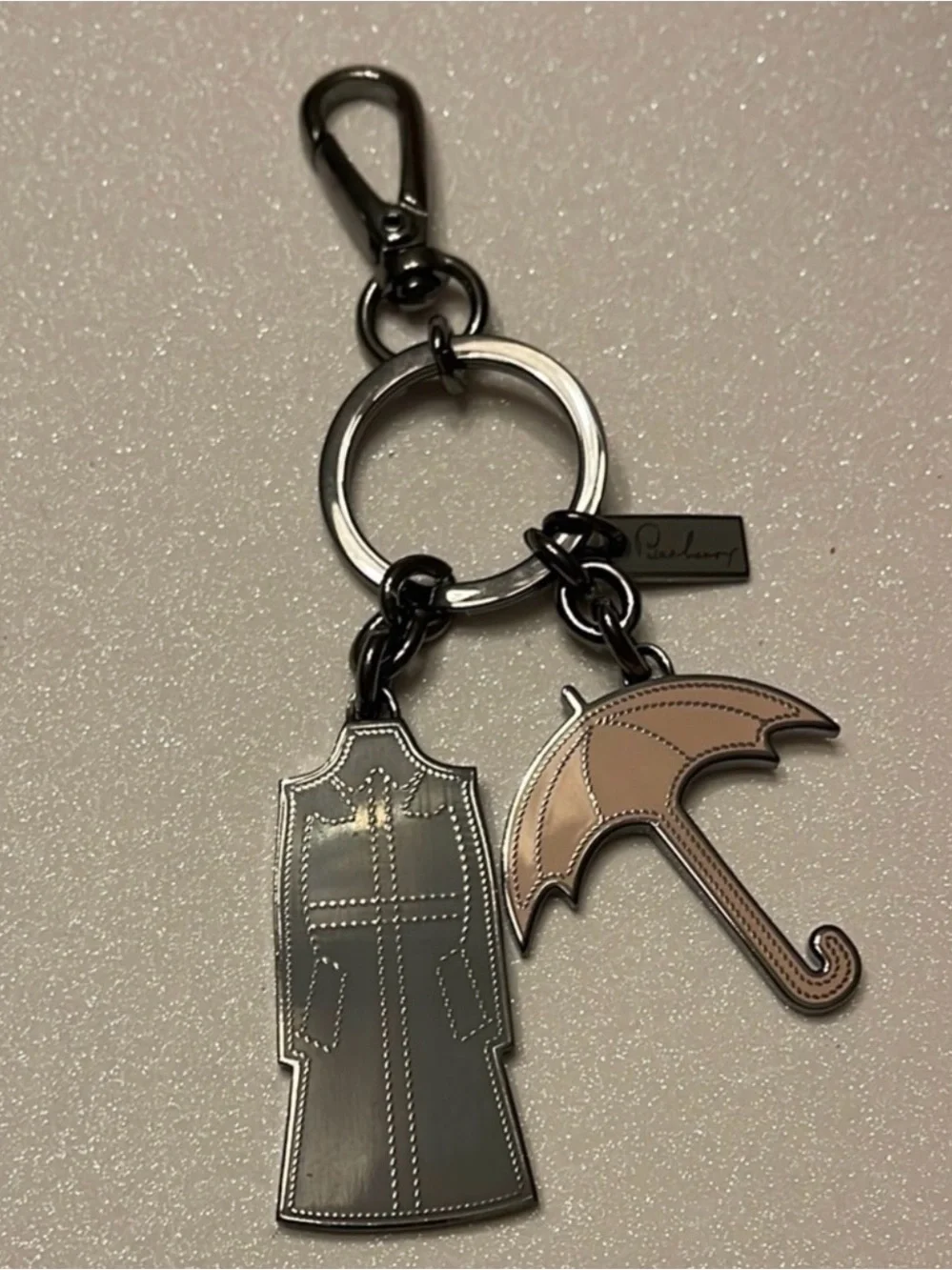 Burberry Black and Beige Trench Coat & Umbrella Keychain Charm